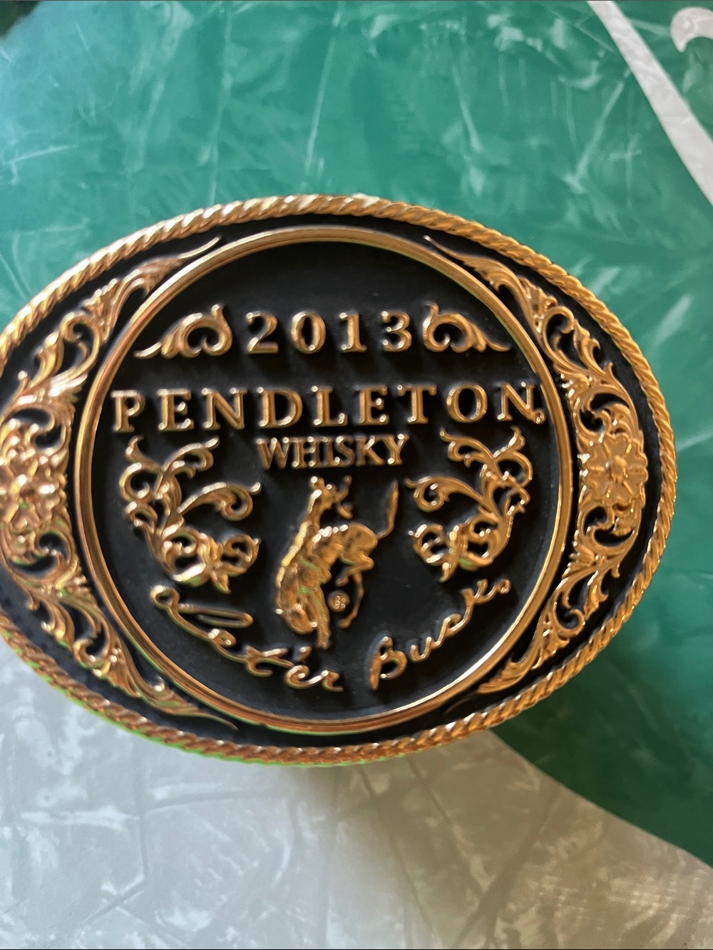 2013 Montana Silversmiths Pendleton Black & Gold Western Belt Buckle